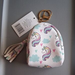 Charming Unicorn Print Girls Kids Backpack Keychain